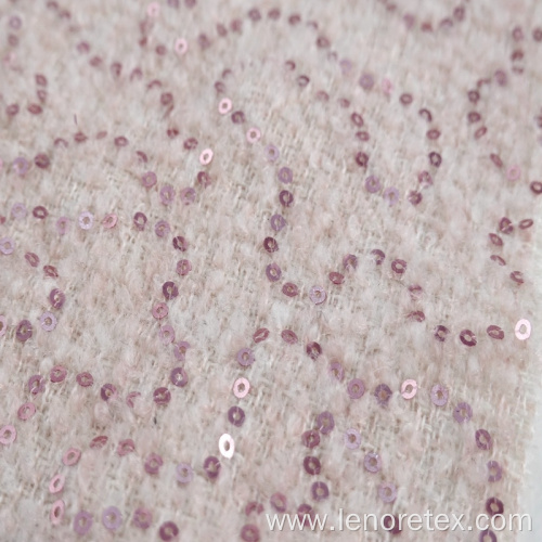 Polyester Woven Metallic Sequin Embroidery Tweed Fabric